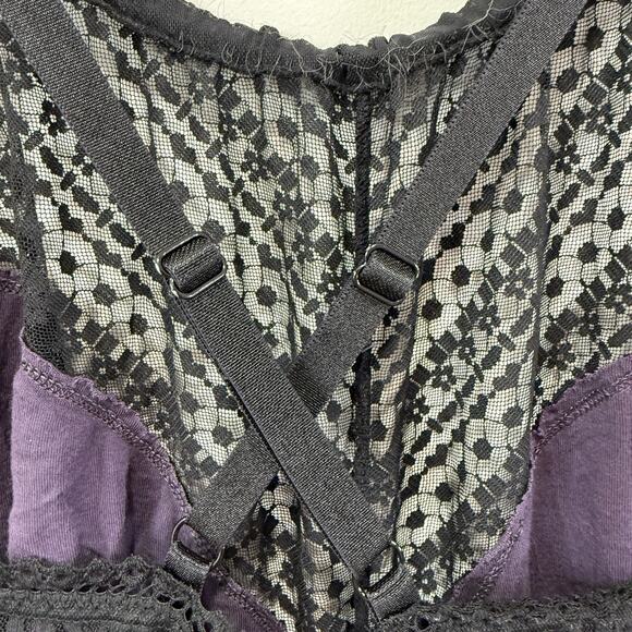 Adore Me Halter Babydoll Top Sleep Top 2X Purple Black Lace Dark Moody Romantic - Picture 7 of 10